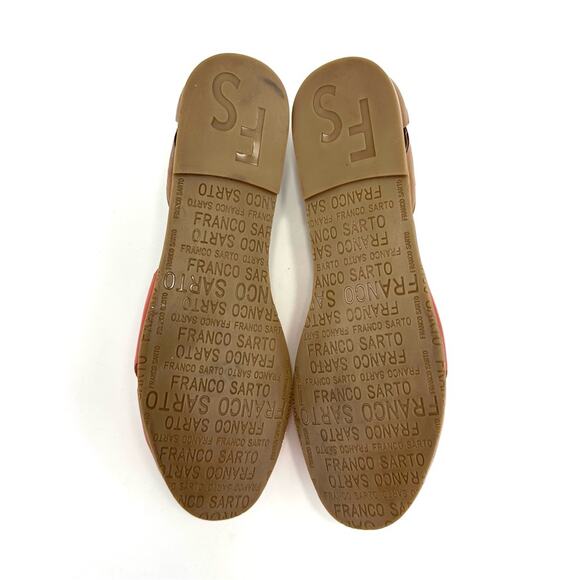 Franco Sarto Vivace Flat Sandal Sz 9.5 Orange & Tan Leather Open Toe Padded New - Picture 8 of 14